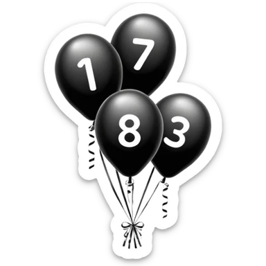 birthday sign in black and white ballons sticker
