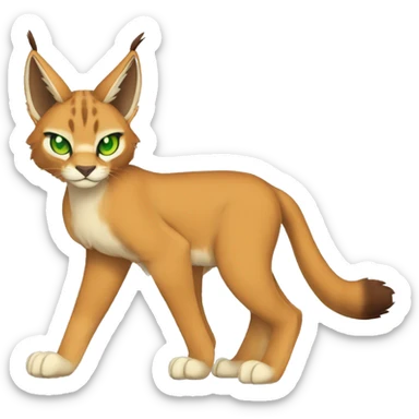 Lynx-Caracal-Fakemon-hybrid with orange points, green eyes brown toes, and short tail, full body sticker