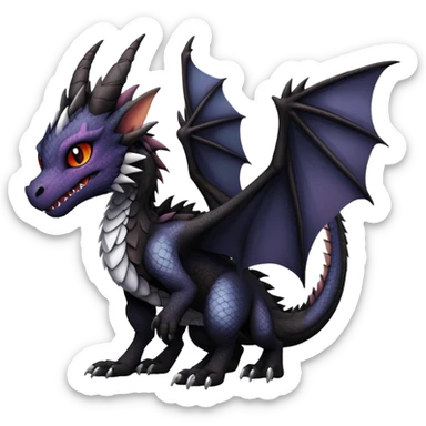 Gothic Badass Edgy Dark Mysterious Mystical Dragon-Beast-Trico-Noivern-Fursona sticker