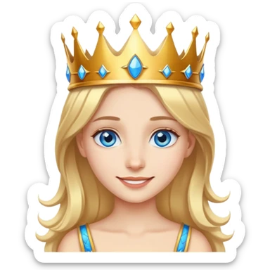 smiling girl with blue eyes and crown sticker
