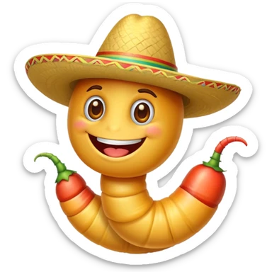 Worm wearing sombrero sticker