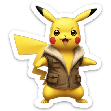 Pikachu et evoli se battent sticker