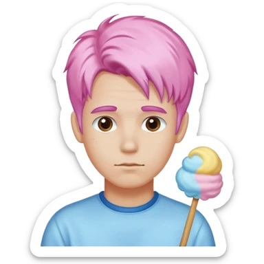 cotton candy haired man and  just face sticker