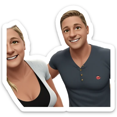 smiling couple by the ocean sticker