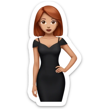 beautiful  blunt woman  with reddish blunt hair with black dress sticker
