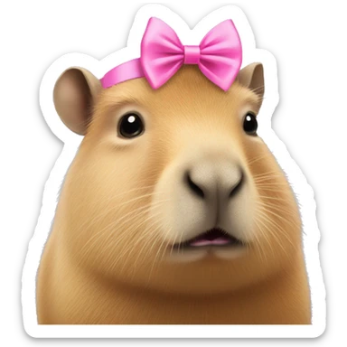Capybara with a pink bow sticker