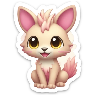 Cute cool beige pink animal hybrid Fakemon full body sticker