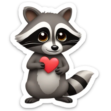 Raccoon with heart sticker