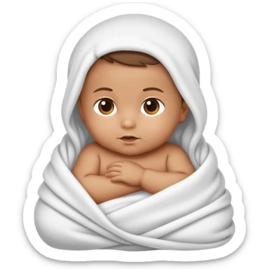tanned baby swaddled in a white blanket sticker