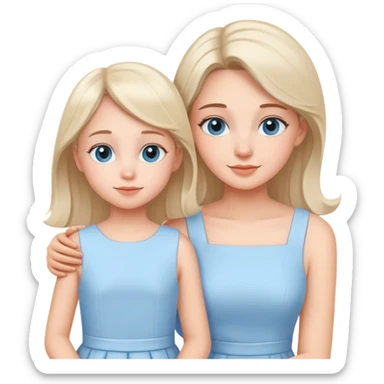 loving mother and daughter wearing matching pastel blue dresses sticker