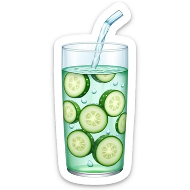 Cucumber water with cucumber bits in it sticker
