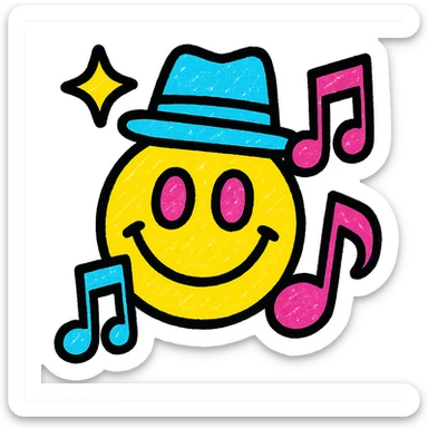 jazzy energetic musical emoji vibrant colors playful style sticker