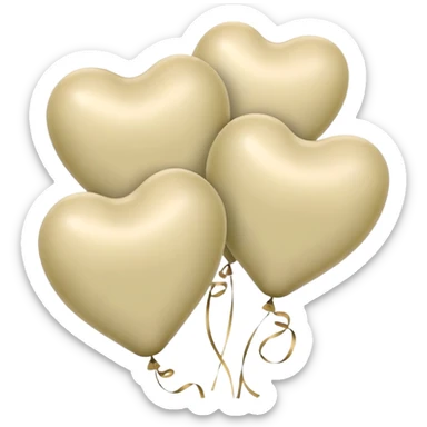 Balloons of pale beige and pale olive in the shape of hearts sticker