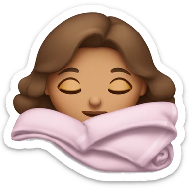 A cute girl sleeping with brown hair and tan skin sleeping with a blanket sticker