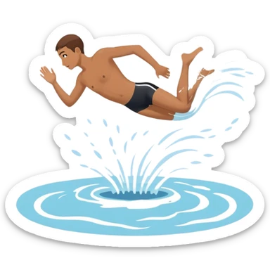 pool of water labeled “Confidence.” person diving head in  sticker