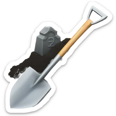 a shovel and a grave sticker