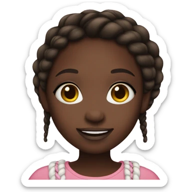 a smiley dark skin girl with gentle makeup and braided hair sticker