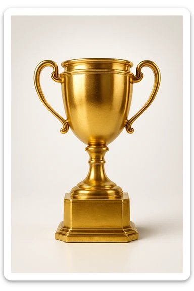 classic gold trophy, shiny, on a pedestal sticker