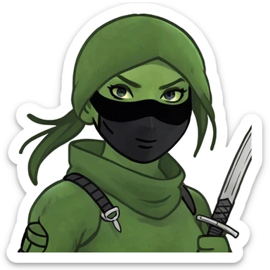 Female ninja with blue eyes and septum piercing  sticker