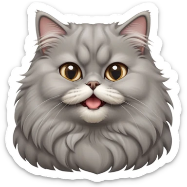 cinematic-adorable-big-eyed-fluffy-grey-persian-cat-portrait-emoji,-head-tilted-playfully-with-a-cute,-exaggerated-yawn,-fluffy-grey,-simplified-yet-irresistibly-cute-features sticker