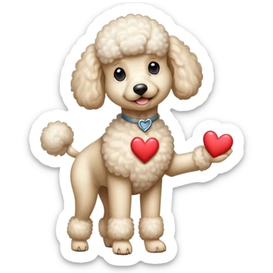White Poodle on his 2 legs and his 2 legs do a heart sticker