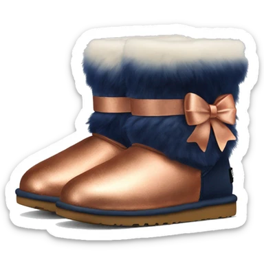 Realistic Pair of copper to Navy blue ombre Ugg fur boots with bows sticker