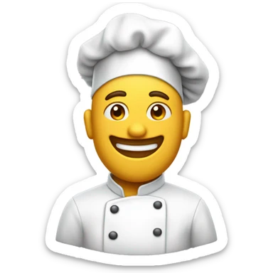 a chef emoji without a body looks like. It features only the typical emoji face and a chef's hat. The face appears very enthusiastic and lovestruck sticker