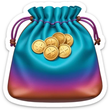 coins inside brown leather bag

Change coins color in in gradient of turquoise, blue, pink, purple, and coral sticker