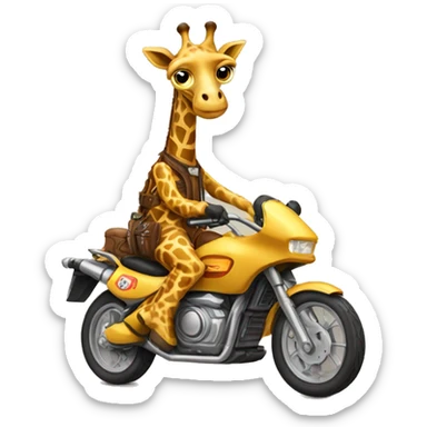 Giraffe riding motorcycle  sticker