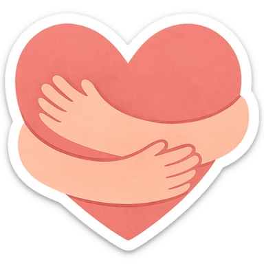 a warm pink heart with two cozy arms wrapped around it, conveying support, affection, and kindness sticker