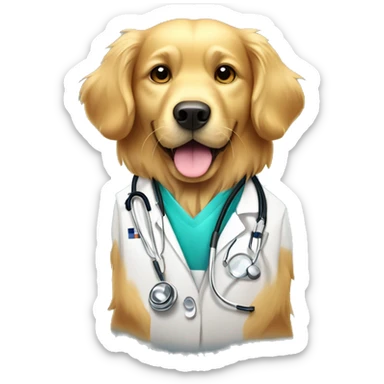 golden retriever dog doctor with stethoscope sticker