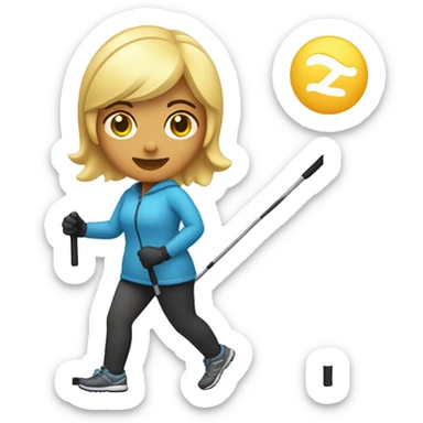 women Nordic Walking with left pole behind her body and right hand pole beside her body  sticker