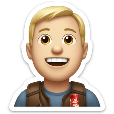 Down syndrome man drinking a cola sticker