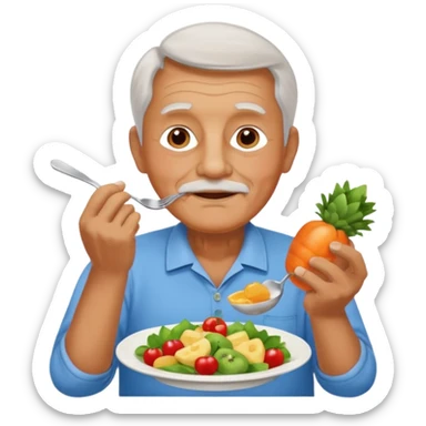 una imagen de un abuelo de 63 años con una enfermedad cardiovascular pero puedes poner donde creas adecuado ya sea al rededor o donde se vea vbien habitos saludables como buena alimentacion signos vitales.. PERO QUE NO SEA UN MEDICO SINO UNA  O SEA UN ABUELO DE 63 AÑOS NORMAL SIN BATA MEDICA sticker