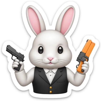 Crea un emoji de un conejo sosteniendo una glok realista de iPhone  sticker