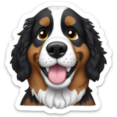 Berner sennen dog with a rabbit  plushie in his mouth sticker