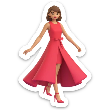 Zendaya reimagined in a classic 3D illustration style, with a fashionable dress and dynamic expression sticker