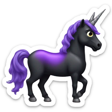Spooky black unicorn with purple sticker