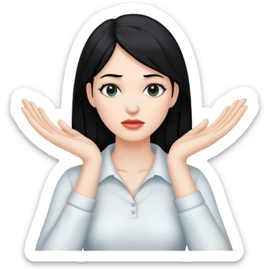 Black haired white woman grabbing neck with both hands sticker