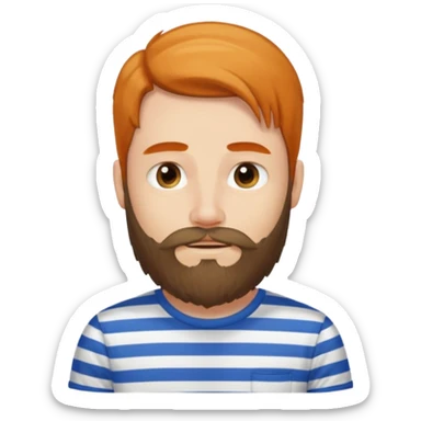 refree long hair and a beard but no moustache and wears a vertically striped t-shirt. sticker