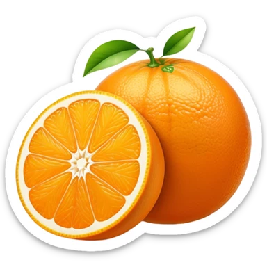 Cinematic juicy orange, sliced open to reveal glistening, bright citrus flesh, soft golden highlights, fresh and refreshing, natural and vibrant. sticker