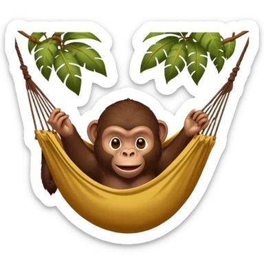 affe liegt im dschungel in einer hängematte, isst schokolade sticker