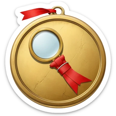 gold medal with bandage and ONLY ONE magnifier engraved on the center sticker