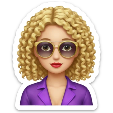fancy blonde curly hair girl with sunglasses and night club outfits sticker