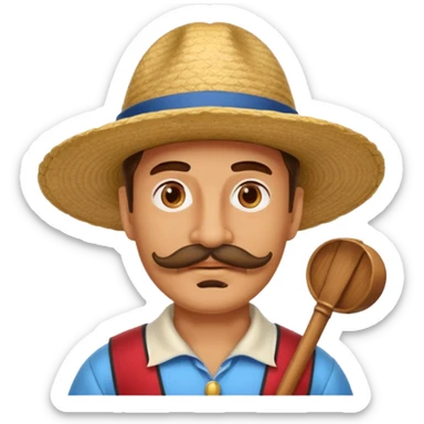 big mustache man and venice gondolier hat sticker
