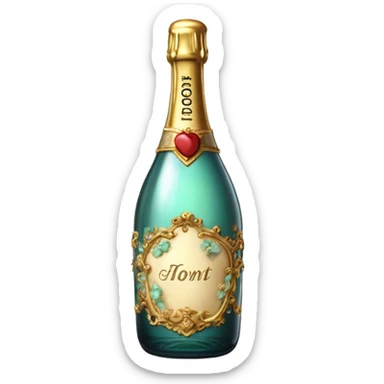 vintage highly detailed rococo champagne bottle sticker