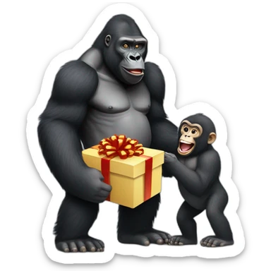 Gorilla giving a gift to Vladimir Putin sticker