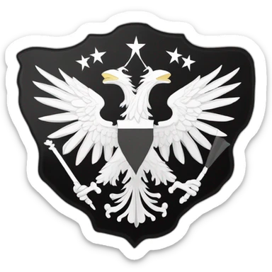 flag of prussia in black and white with an eagle in the middle sticker
