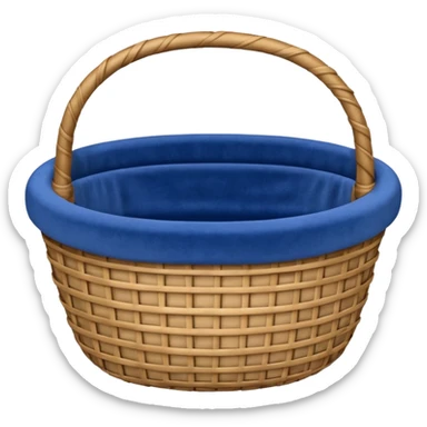 Basket with blue velvet fabric sticker