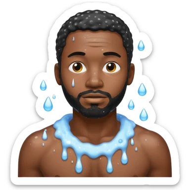 Black man in shower with black man sticker